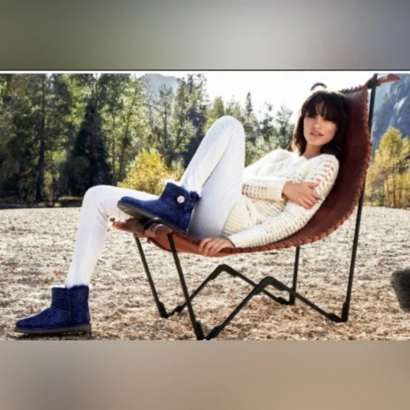 UGG mini Bailey button Swarovski bling navy boots - Picture 2 of 12